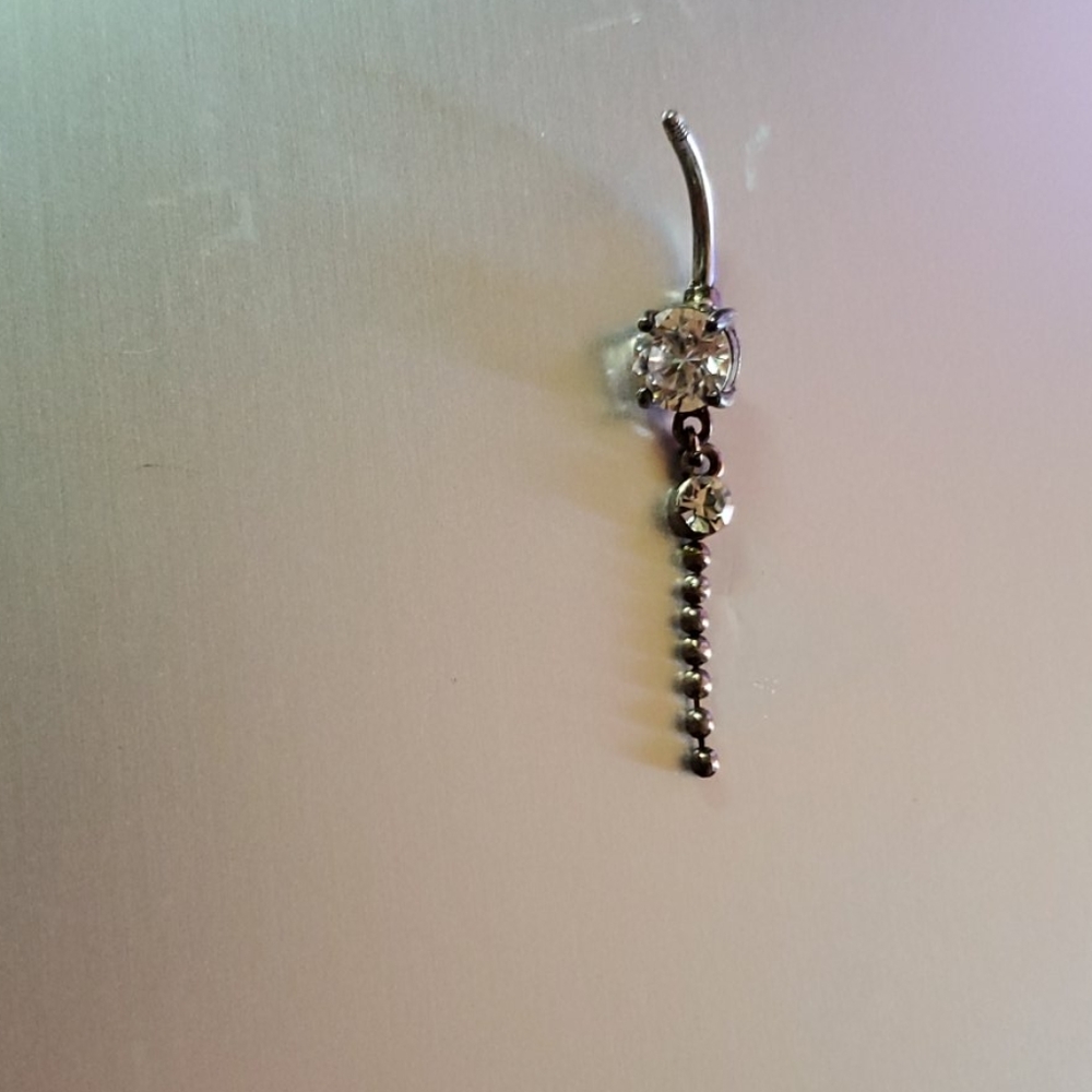 Bellybutton ring silver long dangled